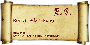 Rossi Várkony névjegykártya